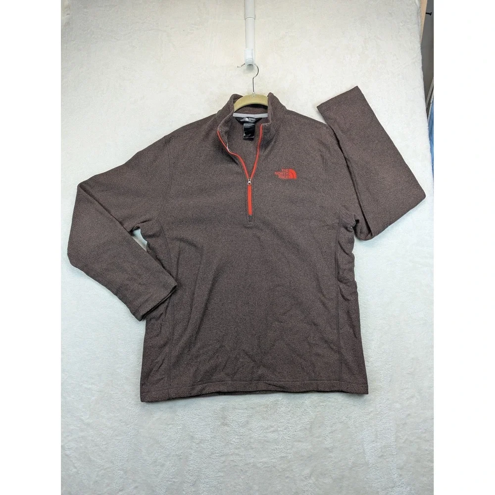 The North Face Fleece Pullover Mens M Brown 1/4 Zip Hiking Outdoor Jacket